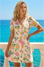 Light Pink Floral Print V-Neck Tea Dress, Image 1 of 4