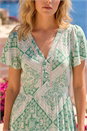 Mint Lace Detail V-Neck Midi Dress, Image 4 of 4