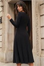 Black Gathered Mock Wrap Midi Dress, Image 2 of 4