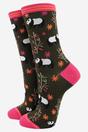 Khaki Panda Bamboo Ankle Socks, Image 1 of 3