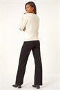 Ivory  Crew Neck Blanket Cable Knit Jumper, Image 3 of 5