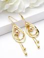 Gold Pearl Cage Tassel Drop Earrings, Image 3 of 3
