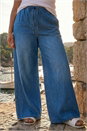 Indigo Curve Tie Waist Denim Trouser, Image 2 of 4