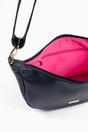 Navy Blue Faux Leather Half Moon Crossbody Bag, Image 3 of 5