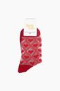 Red Heart Ribbon Combed Cotton Sheer Pop Socks in Red, Image 4 of 4