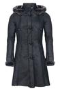 Black Womens Sheepskin Hooded Duffle Coat, Image 3 of 5