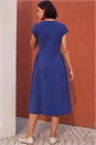 Navy  Side Pleat Detail Dress, Image 2 of 4
