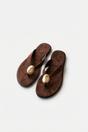 Multi iKrush Multi Thea Womens Gold Trim Thong Flat Sandals, Image 2 of 7