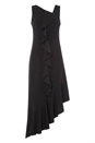 Black Asymmetric Hem Ruffle Dress, Image 6 of 6