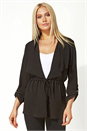 Black Waterfall Drawstring Waist Jacket, Image 1 of 5