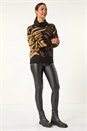 Camel Jacquard Animal Print Roll Neck Knit Jumper, Image 2 of 5