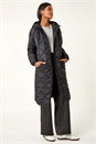 Black Fleece Lined Quilted Hooded Coat, Image 1 of 6