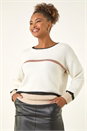 Ivory  Colour Block Stripe Knit Jumper , Image 4 of 5