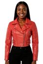 Red Cropped Brando Leather Biker Jacket, Image 1 of 7