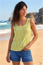 Lime Ikat Print Textured Vest Top, Image 1 of 4