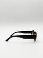 Black Retro Small Oval Sunglasses Black Brown, Image 5 of 7