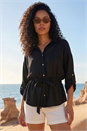Black Safari Tie Front Jacket, Image 2 of 4