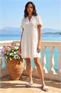 White Embroidered V-Neck Dress, Image 1 of 4