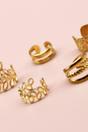 Gold The Colourful Aura Gold 5‑Piece Adjustable Slim Leaf Wire‑Wrap Ear Cuff Set, Gold and Silver, Image 3 of 3