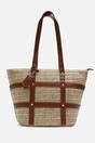 Tan Where's That From Tan Catalina Large Raffia Bag with Stud Detail, Image 1 of 4