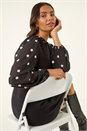 Black Polka Dot Frill Knitted Dress, Image 2 of 5