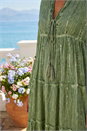 Green Shimmer Tie Detail Smock Dress, Image 4 of 4