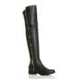 Black AJVANI Black Elastic Gold Zip Over The Knee Boots, Image 1 of 6