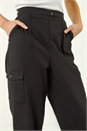 Black Petite Cotton Cargo Stretch Trousers , Image 5 of 5