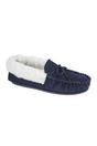 Navy Suede Emily Moccasin Slippers, Image 1 of 2