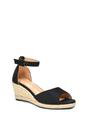 Black 'Angelica' Strappy Espadrille Wedge Heel Sandals With Peep Toe, Image 2 of 6