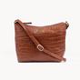 Tan Assots London Tan 'CAROL' Embossed Croc Real Leather Designer Crossbody Shoulder Bag, Image 1 of 4