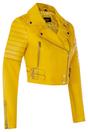 Yellow Infinity Leather Yellow Brando Cropped Leather Biker Jacket, Image 2 of 6