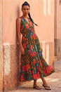 Red Floral Shirred Maxi Dress, Image 2 of 4