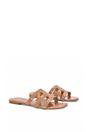 Taupe XY LONDON Taupe 'Ellie' Square Toe Cut Out Strap Flat Sandal Slides, Image 3 of 5