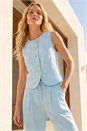 Light Blue  Buttoned Waistcoat, Image 1 of 4