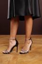 Black Where's That From Black 'Summer' Stiletto High Heels With Rhinestone Strap, Image 6 of 6