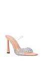 Beige XY LONDON Beige 'Lois' Square Open Toe Rhinestone Perspex High Heeled Mules, Image 2 of 5
