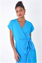 Blue Dusk Wrap Tie Detail Wrap Dress, Image 4 of 5