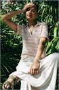 Pink Stripe Crochet Collar Knit Top, Image 6 of 7