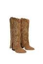 Tan XY LONDON Tan 'Evangeline' Knee High Western Cowboy Boots With Zip, Image 5 of 6