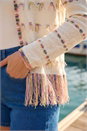 Ivory  Fringe Light Knit Cardigan, Image 4 of 4