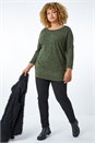 Khaki Curve Soft Knit Jersey Top, Image 4 of 5