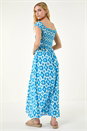 Blue Aztec Bardot Dress, Image 3 of 5