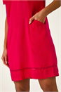 Red Linen Blend Button Shift Dress, Image 5 of 5