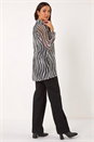Black Wavy Linear Print Cowl Neck Tunic, Image 3 of 5