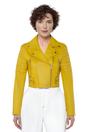 Yellow Infinity Leather Yellow Cropped Brando Leather Biker Jacket, Image 1 of 7