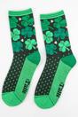 Green Irish Shamrock Bamboo Socks, Image 3 of 4