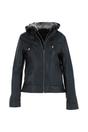 Black 'Malmo' Two-In-One Detachable Hood Leather Jacket, Image 3 of 6