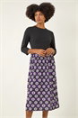 Purple Geo Print Midi Stretch Dress, Image 1 of 5