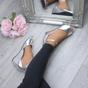 Silver Mid Wedge Heel Ankle Strap Sandals, Image 5 of 6